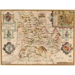 John Speed/Breknoke/county map/hand coloured engraving,