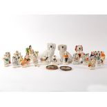 Sundry miniature Staffordshire figures and other china