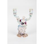 A Meissen figural two-light candelabrum, circa 1860,