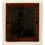 A Dutch marquetry wall mirror inlaid flower sprays, the rectangular plate,
