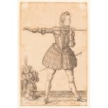 By and after William Hole/Henry, Prince of Wales holding a pike, 1612/engraving, 19.5cm x 10.