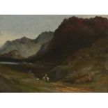 Attributed to Sam Bough/Blea Lake and Houiston Crag/signed and inscribed on a label verso/oil on