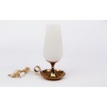 Stilnovo, Italian 1950s/A brass desk lamp, impressed mark and label, with opaque white glass shade,