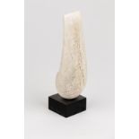 Peter Hayes (born 1946), a white raku bow form, incised signature and date 2001 to plinth base,