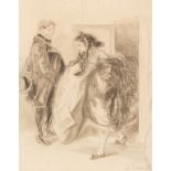 French School, late 19th Century/'The Hazards of the Crinoline'/indistinctly signed/pencil,