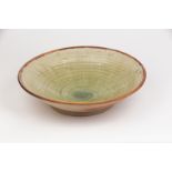 Stephen Parry (born 1950), a stoneware bowl with crazed celadon glaze to interior,
