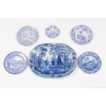 A 19th Century Staffordshire blue and white transfer printed platter,