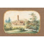 19th Century English School/Fonthill Abbey/with trees and Fontwell brook in the