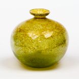 A yellow art glass vase of globular form, 14cm high CONDITION REPORT: Good condition,