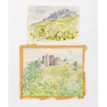 Leslie Duxbury (1921-2001)/Carreg Cennen castle/pencil and watercolour, 14.5cm x 20.