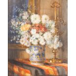 Lucy E Mark (19th/20th Century)/Chrysanthemums/signed/watercolour,
