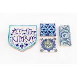 Four Persian pottery glazed tiles,