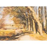 Bob Rudd (born 1944)/Landscape with Avenue of Trees/watercolour, 35.5cm x 47.