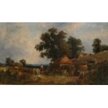 19th Century English School/Country Landscapes with figures/oil on canvas,