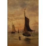 After Hendrick Willem Mesday (1831-1915)/Return of the Fishing Fleet at Sunset/oil on panel,