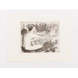 Leslie Duxbury (1921-2001)/Stretching Nude/etching, plate 19cm x 23.