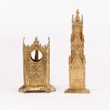 A Days patent letter rack, circa 1840, modelled as a Gothic cathedral, 32cm high and a watch stand,