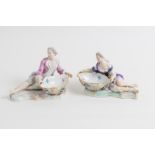 A pair of Meissen figural salts, circa 1860,