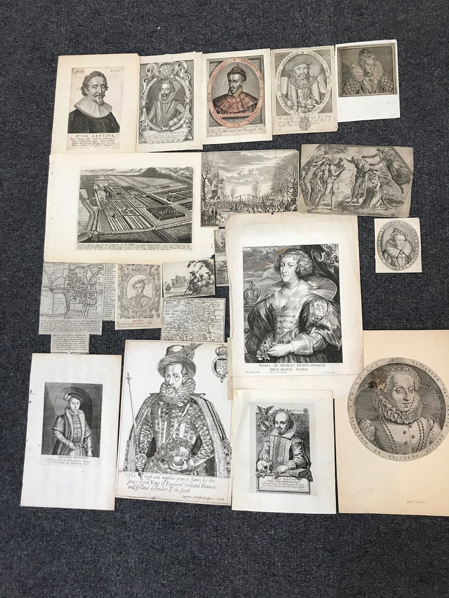 Twenty-five black and white engravings (16th to 18th Century,