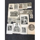 Twenty-five black and white engravings (16th to 18th Century,