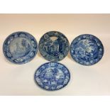 A Riley's stone china blue and white plate, transfer printed a country house in a landscape, 25.