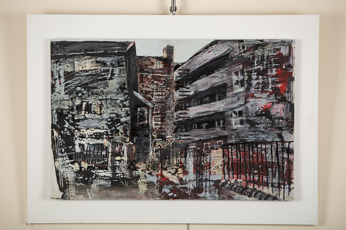 Matt Small (born 1975)/Townscapes/a pair/mixed media on metal, 39cm x 59cm, - Image 4 of 4