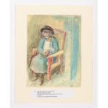 Leslie Duxbury (1921-2001)/Old Lady Sitting on a Chair/Elderly Man with Cap/Woman with Shopping
