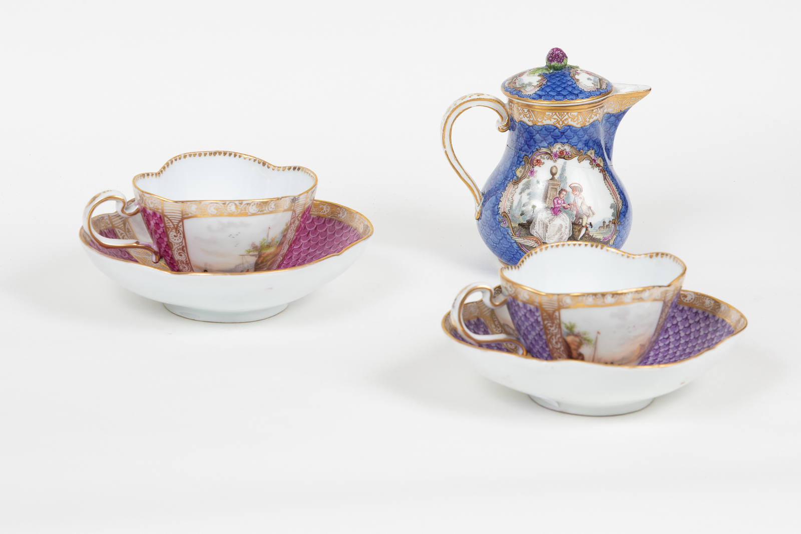 Two Dresden cabinet cups and saucers, circa 1870, - Image 2 of 3