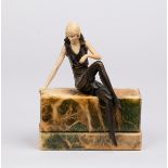 After Ferdinand Preiss/Girl on the Wall, an Art Deco style figure in mixed media, 23cm high overall,