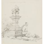 George Chinnery (British 1774-1852)/Figure Resting by a Shrine/indistinctly inscribed/pencil,