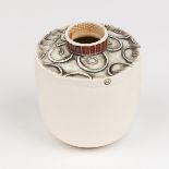 Alison Ogden (Contemporary), a hand built vessel with circle motifs, 10.