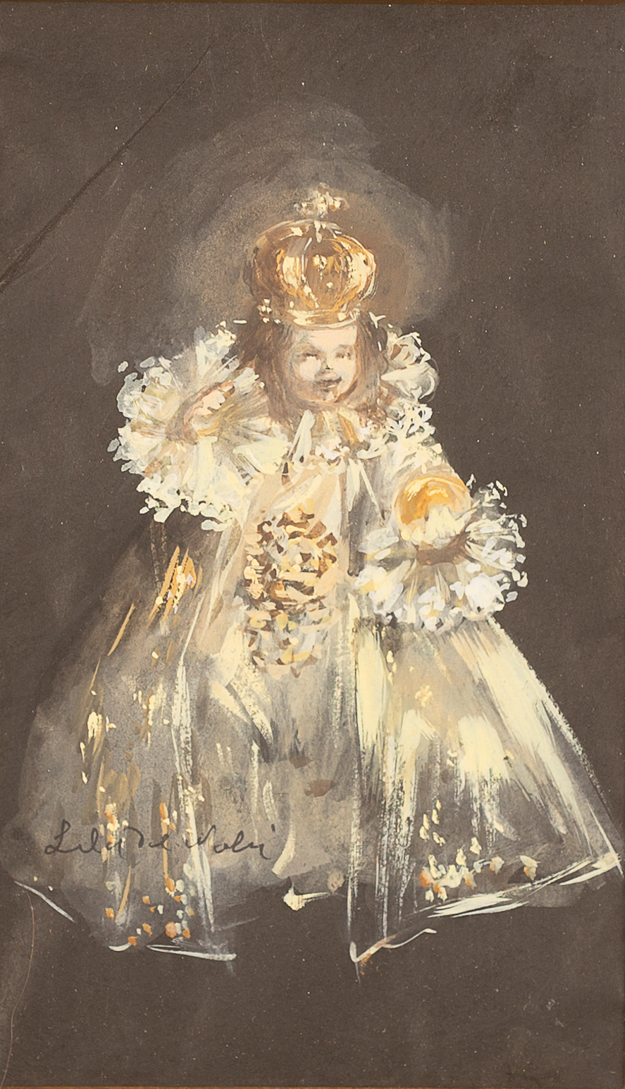 Lila De Nobili (Italian 1916-2002)/The Infant Jesus of Prague/signed/watercolour,