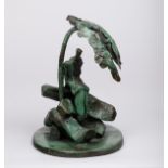 John Coen (born 1941)/Figure Seated Beneath a Tree/bronze with green patina,
