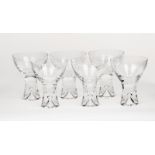 Tapio Wirkkala for Iittala, six clear crystal champagne coupes, 'Tapio' design,