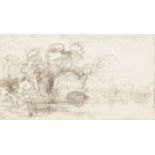 John Varley OWS (British 1778-1842)/Composition Sketch for a Landscape/inscribed on label