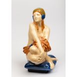 Ashstead Pottery/'Corn Girl', a glazed pottery figure, model M72, designed by Allan Wyon,