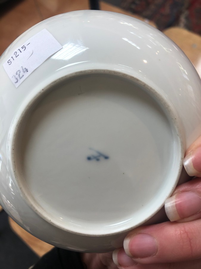 A Furstenberg teacup and saucer, late 18th Century, painted landscapes and scattered sprigs, - Image 7 of 7