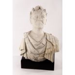 A plaster bust of Julius Caesar, 72cm high/Note: A prop from the 1970 film Julius Caesar,