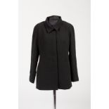 Max Mara, a soft lined long black jacket with placket front and slip pockets, GB 14,