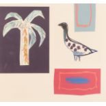 Peter Stilwell (Contemporary)/'Spotted Bird and Palm (purple and maroon')/signed with