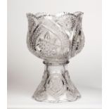 A large cut crystal glass punch bowl,