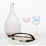 Style of Orrefors, a smoky glass bottle vase,