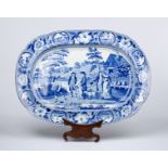 A 19th Century Staffordshire blue and white transfer printed meat platter,