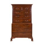 A George III mahogany chest on chest, circa 1770,