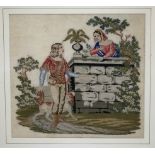 A Victorian needlework picture of Romeo and Juliet,