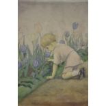 Ernest J Proctor (1886-1935)/Attending the Tulips/signed and dated 14th Sept '22/watercolour,