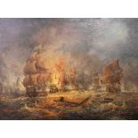 S Webb (20th Century)/Naval Engagement/oil on canvas,