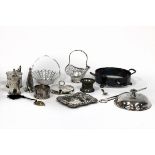 Sundry silver to include a modern letter knife, cruets, small baskets etc.