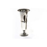 A large silver trumpet-shaped vase, HCD, Birmingham 1927, with scrolling rim, 31cm high,