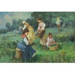 Alfonso Sarno (20th Century)/Harvest Time/oil on canvas,